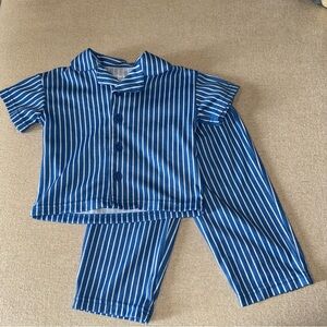 12M Carter's Blue & White Striped Short Sleeve Pajama Set